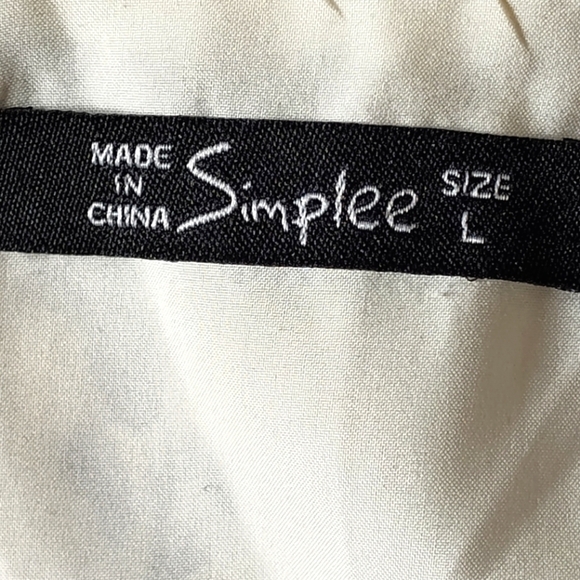 Simplee Blue and White Floral Dress | Short Sleeve| Ruffled Tiers | V Neck | Lg - Picture 3 of 5